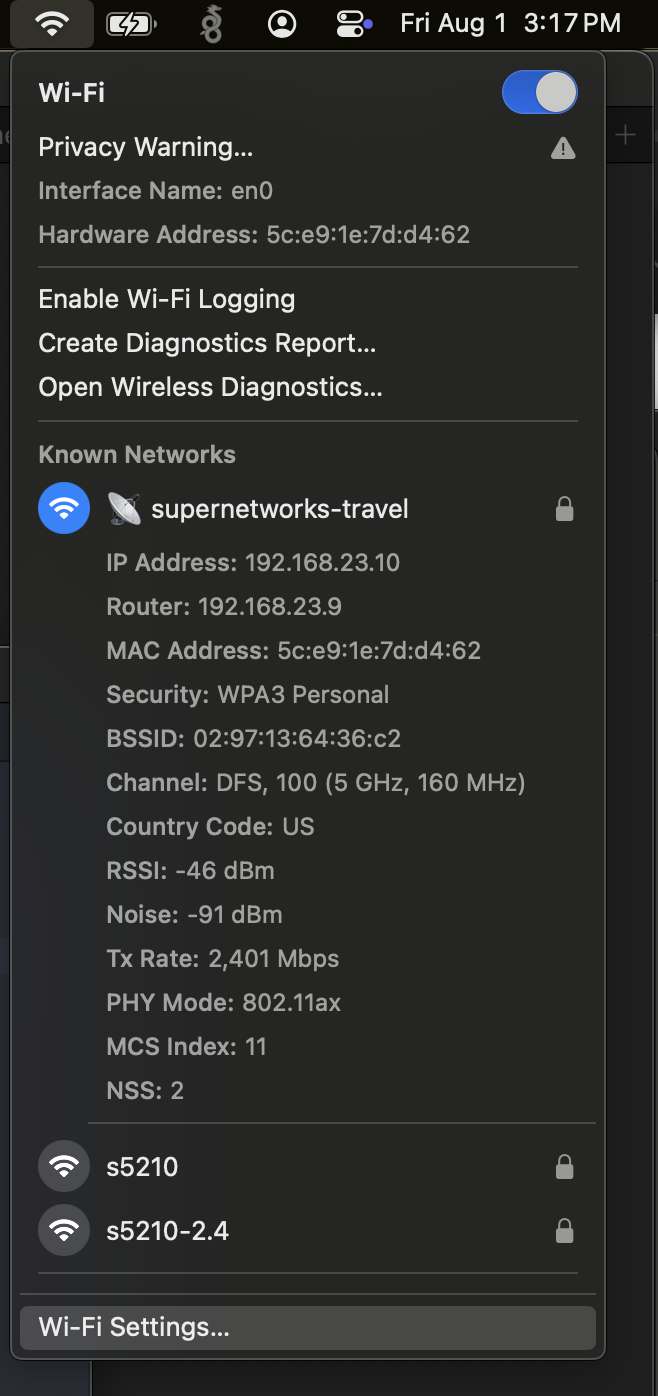 WiFi Channel Configuration
